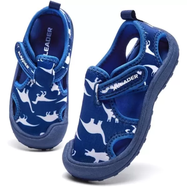 ALEADER Toddler BoysGirls Water Shoes Kids Swim Beach SandalsNavyDinosaur