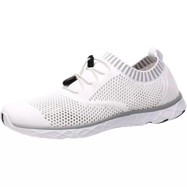 Aleader Mens Mesh Slip On Water ShoesWhiteGray Knit