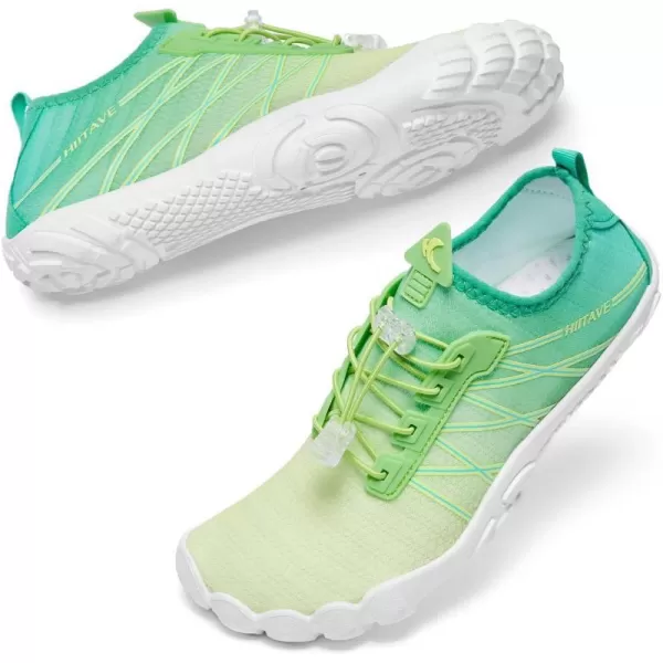 HIITAVE Water Shoes Non Slip Aqua Shoes Barefoot Quick Dry Lightweight with Beach River Swim Pool for Men Women Gradient ColorYellowGreen