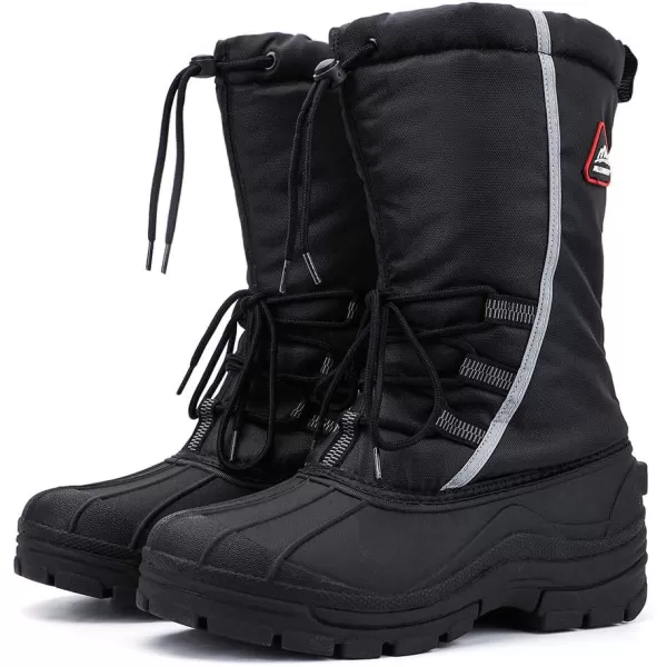 ALEADER Mens Winter Waterproof Snow Boots Insulated Shell Comfort Warm InnerBlackElastic Lace