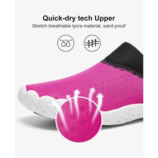 Womens Hydro Barefoot Water Shoes  Ultra Lightweight Drain Sole  QuickDry Tech Upper  Beach  River Water ShoeBlackFushia