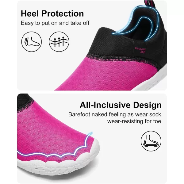 Womens Hydro Barefoot Water Shoes  Ultra Lightweight Drain Sole  QuickDry Tech Upper  Beach  River Water ShoeBlackFushia