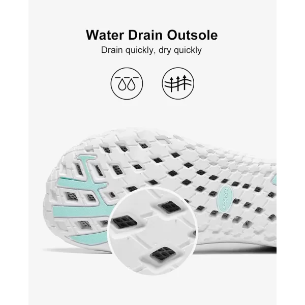 Womens Hydro Barefoot Water Shoes  Ultra Lightweight Drain Sole  QuickDry Tech Upper  Beach amp River Water ShoeWhiteAqua