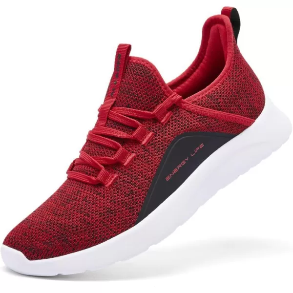 ALEADER Mens Energycloud Slip On Running Walking Shoes Cushion Lightweight SneakersBlackRed