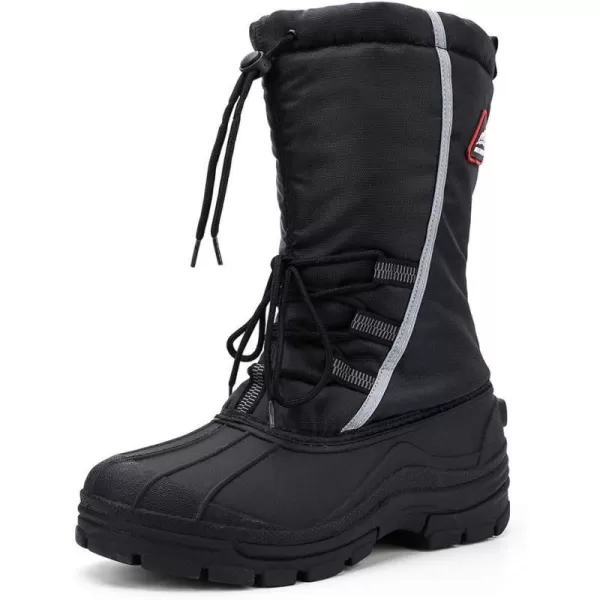 ALEADER Mens Winter Waterproof Insulated Shell Warm Inner Comfortable Outdoor Snow BootsBlackElastic Lace