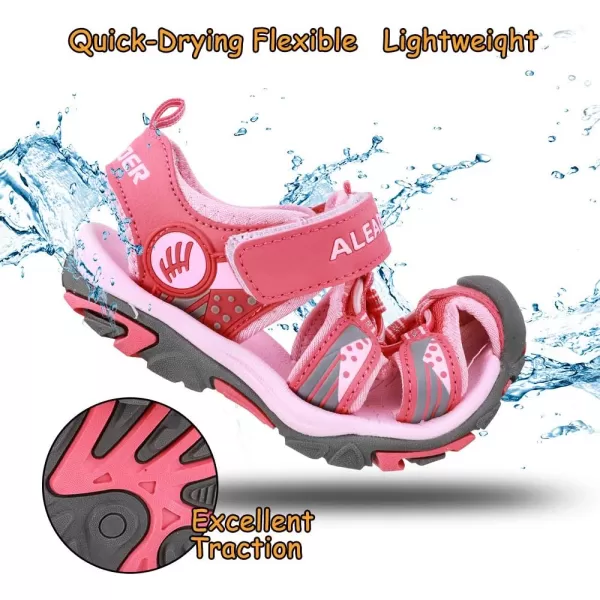 ALEADER Kids Youth Sport Water Hiking Sandals ToddlerLittle KidBig KidPink