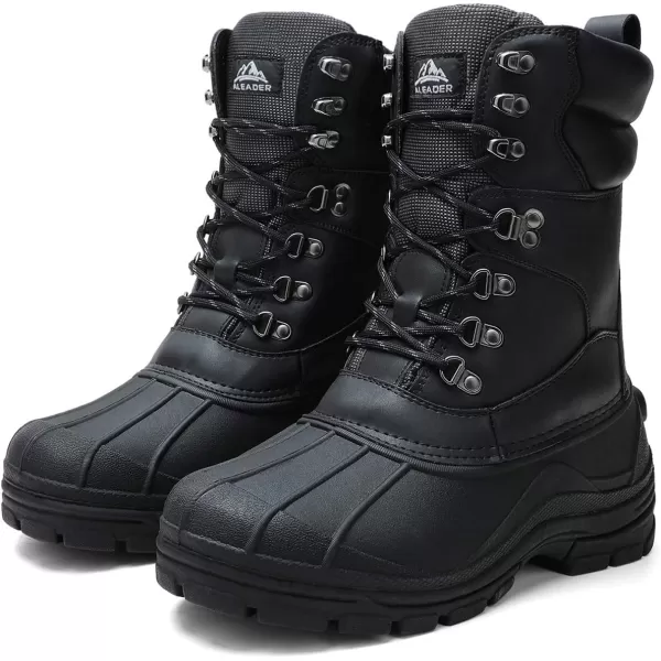 ALEADER Mens Waterproof Winter Snow Boots Outdoor Insulated BootsBlack Pu01