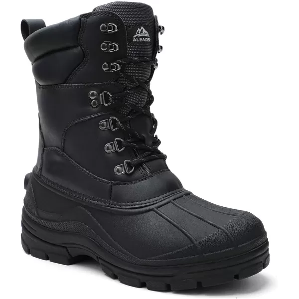 ALEADER Mens Waterproof Winter Snow Boots Outdoor Insulated BootsBlack Pu01