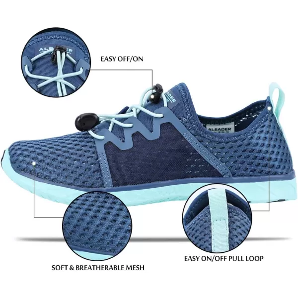 ALEADER Womens Stylish Water Shoes for Beach Surf Swim Aqua ShoesNavyAqua Sky