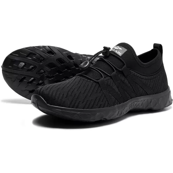 ALEADER Mens Quick Drying Aqua Water Shoes1All Black