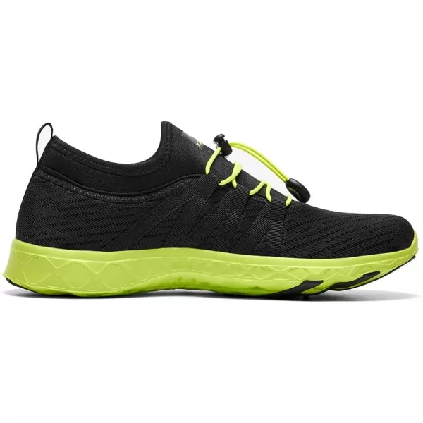 ALEADER Mens Quick Drying Aqua Water Shoes1BlackLime