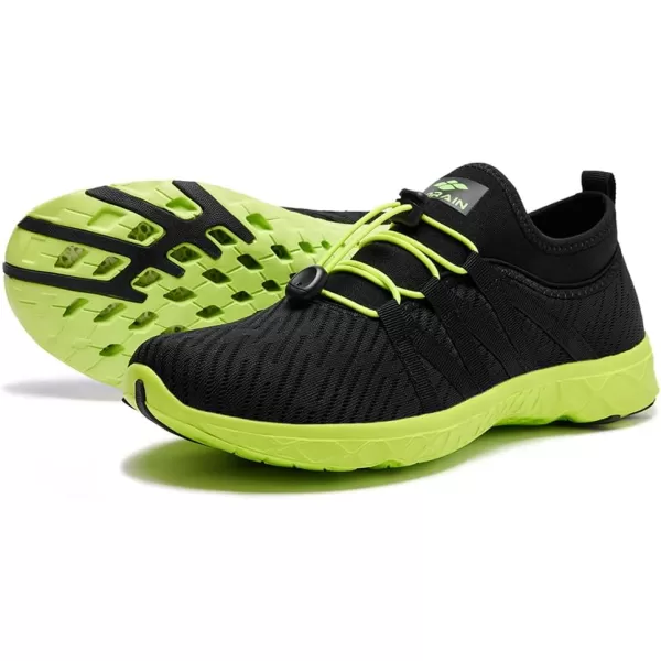 ALEADER Mens Quick Drying Aqua Water Shoes1BlackLime