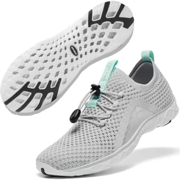 ALEADER Lightweight Womens Quick Drying Xdrain Water ShoesLight GrayAqua