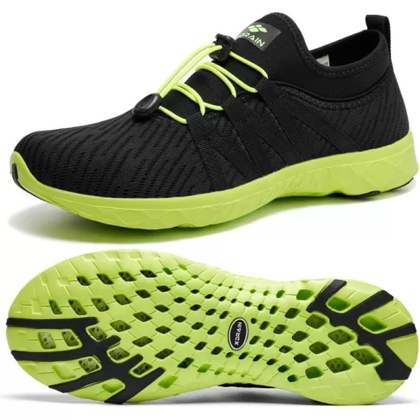 ALEADER Mens Quick Drying Aqua Water Shoes1BlackLime