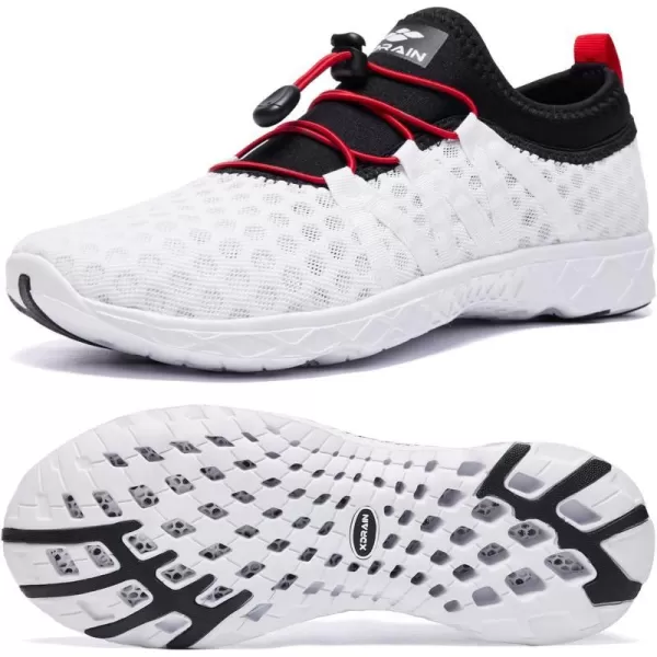 ALEADER Mens Quick Drying Aqua Water Shoes2WhiteBlackRed