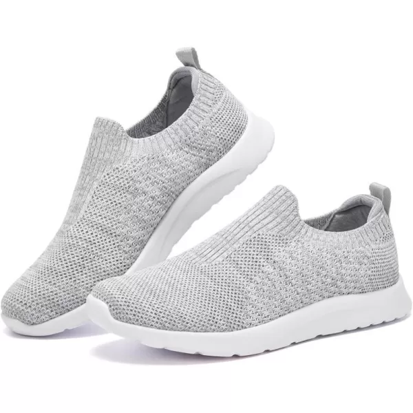 ALEADER Womens Slip On Comfort Walking Shoes Lightweight Stretch Knit Sneakers Breathable Athletic TennisLight Gray