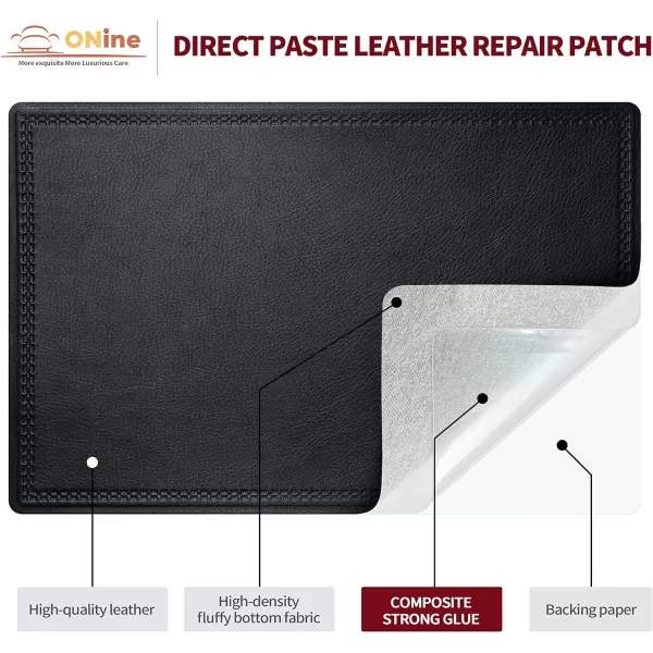 ONine Premium Leather Repair Patch5 x 8 Inches SelfAdhesive Vinyl Scratch amp Tear Kit Quickly Repair Patches for Furniture Car Interiors BagsBlack Leather5X8 in Black Leather