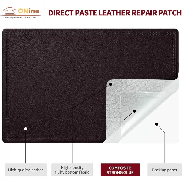 ONine Premium Leather Repair Patch5 x 8 Inches SelfAdhesive Vinyl Scratch amp Tear Kit Quickly Repair Patches for Furniture Car Interiors BagsBlack Leather5X8 in RedBrown Leather