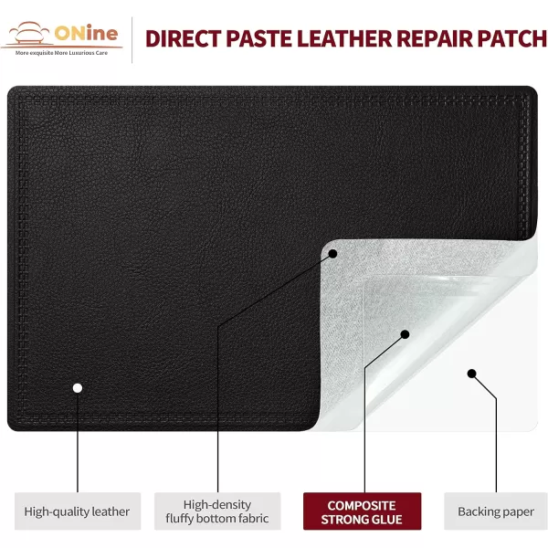 ONine Premium Leather Repair Patch5 x 8 Inches SelfAdhesive Vinyl Scratch amp Tear Kit Quickly Repair Patches for Furniture Car Interiors BagsBlack Leather5X8 in Dark Brown Leather