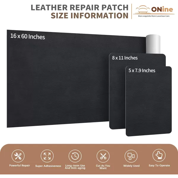 ONine Leather Repair PatchSelfAdhesive Couch PatchMulticolor Available Scratch Leather 8X11 Inch Peel and Stick for Sofas Car Seats Hand Bags JacketsNew Black16 x 60 New Gray