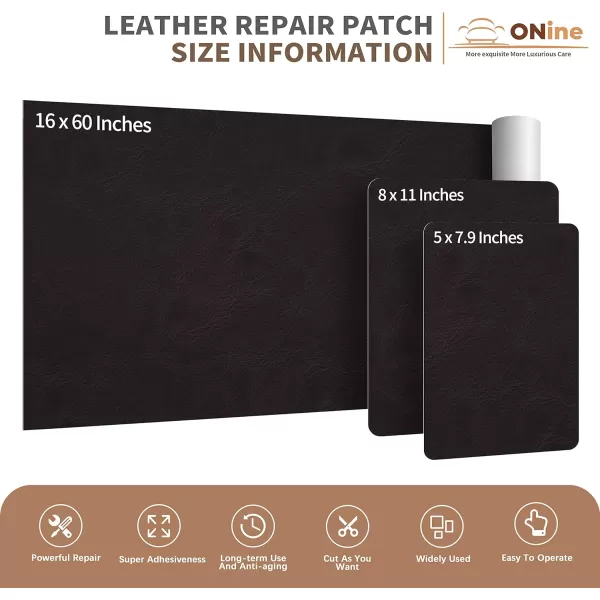 ONine Leather Repair PatchSelfAdhesive Couch PatchMulticolor Available Scratch Leather 8X11 Inch Peel and Stick for Sofas Car Seats Hand Bags JacketsNew Black16 x 60 Chocolate Brown