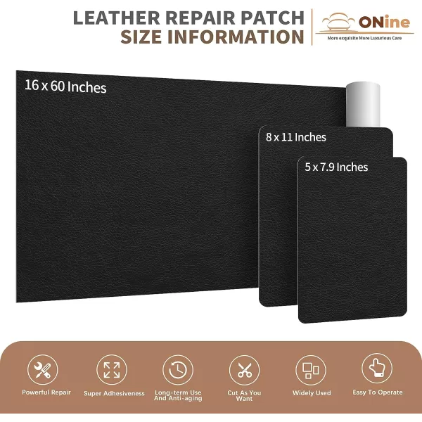 ONine Leather Repair PatchSelfAdhesive Couch PatchMulticolor Available Scratch Leather 8X11 Inch Peel and Stick for Sofas Car Seats Hand Bags JacketsNew Black8 x 11 Ink Black