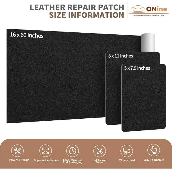 ONine Leather Repair PatchSelfAdhesive Couch PatchMulticolor Available Scratch Leather 8X11 Inch Peel and Stick for Sofas Car Seats Hand Bags JacketsNew Black16 x 60 Ink Black