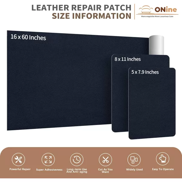 ONine Leather Repair PatchSelfAdhesive Couch PatchMulticolor Available Scratch Leather 8X11 Inch Peel and Stick for Sofas Car Seats Hand Bags JacketsNew Black8 x 11 Navy Blue