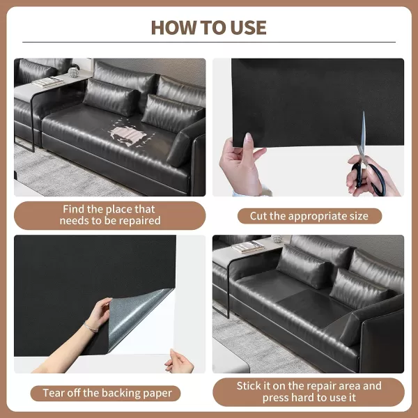 ONine Leather Repair PatchSelfAdhesive Couch PatchMulticolor Available Scratch Leather 8X11 Inch Peel and Stick for Sofas Car Seats Hand Bags JacketsNew Black16 x 60 Gray Leather