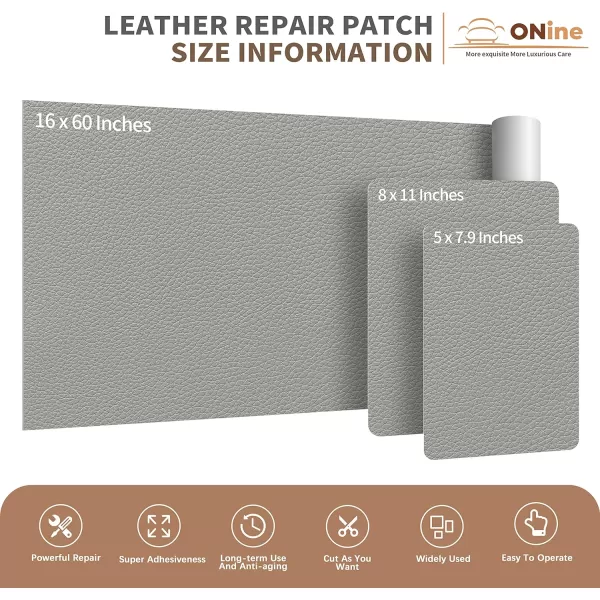 ONine Leather Repair PatchSelfAdhesive Couch PatchMulticolor Available Scratch Leather 8X11 Inch Peel and Stick for Sofas Car Seats Hand Bags JacketsNew Black5 x 79 Light Gray