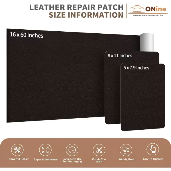 ONine Leather Repair PatchSelfAdhesive Couch PatchMulticolor Available Scratch Leather 8X11 Inch Peel and Stick for Sofas Car Seats Hand Bags JacketsNew Black16 x 60 Dark Brown