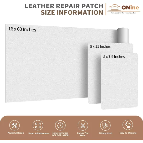 ONine Leather Repair PatchSelfAdhesive Couch PatchMulticolor Available Scratch Leather 8X11 Inch Peel and Stick for Sofas Car Seats Hand Bags JacketsNew Black16 x 60 Pearl White