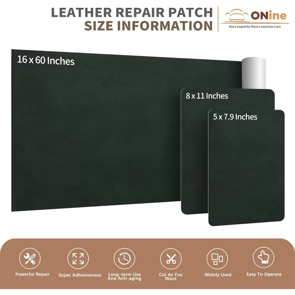 ONine Leather Repair PatchSelfAdhesive Couch PatchMulticolor Available Scratch Leather 8X11 Inch Peel and Stick for Sofas Car Seats Hand Bags JacketsNew Black16 x 60 Green