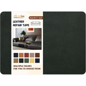 imageONine Leather Repair PatchSelfAdhesive Couch PatchMulticolor Available Scratch Leather 8X11 Inch Peel and Stick for SofasCar Seats Backpack Jackets BlackFine GrainGreen