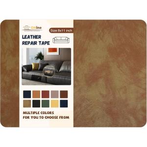 imageONine Leather Repair PatchSelfAdhesive Couch PatchMulticolor Available Scratch Leather 8X11 Inch Peel and Stick for SofasCar Seats Backpack Jackets BlackFine GrainIrregular Pattern Camel