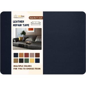 imageONine Leather Repair PatchSelfAdhesive Couch PatchMulticolor Available Scratch Leather 8X11 Inch Peel and Stick for SofasCar Seats Backpack Jackets BlackFine GrainNavy Blue