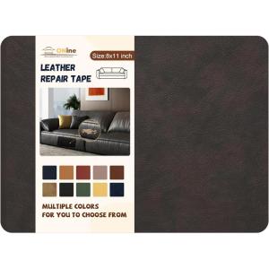 imageONine Leather Repair PatchSelfAdhesive Couch PatchMulticolor Available Scratch Leather 8X11 Inch Peel and Stick for SofasCar Seats Backpack Jackets BlackFine GrainNew Dark Brown