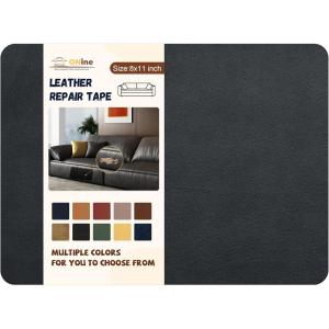 imageONine Leather Repair PatchSelfAdhesive Couch PatchMulticolor Available Scratch Leather 8X11 Inch Peel and Stick for SofasCar Seats Backpack Jackets BlackFine GrainNew Gray