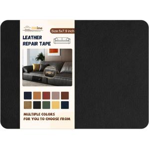 imageONine Leather Repair PatchSelfAdhesive Couch PatchMulticolor Available Scratch Leather 8X11 Inch Peel and Stick for SofasCar Seats Backpack Jackets BlackFine GrainInk Black