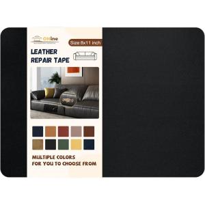 imageONine Leather Repair PatchSelfAdhesive Couch PatchMulticolor Available Scratch Leather 8X11 Inch Peel and Stick for SofasCar Seats Backpack Jackets BlackFine GrainBlackFine Grain