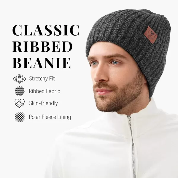 OZERO Knit Beanie Winter Hat Thermal Thick Polar Fleece Snow Skull Cap for Men and WomenGray