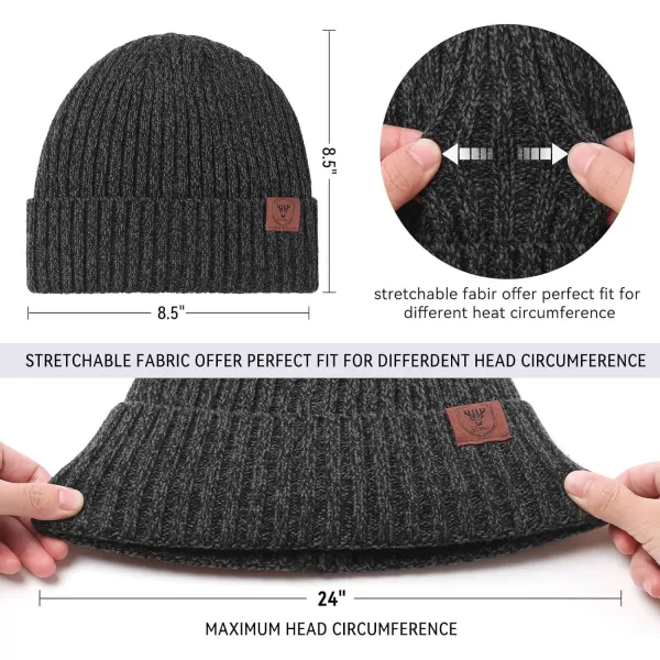 OZERO Knit Beanie Winter Hat Thermal Thick Polar Fleece Snow Skull Cap for Men and WomenGray