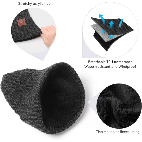 OZERO Knit Beanie Winter Hat Thermal Thick Polar Fleece Snow Skull Cap for Men and WomenGray