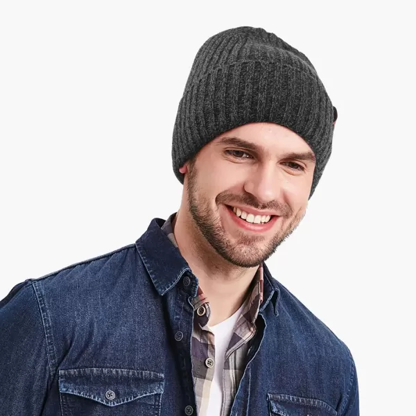 OZERO Knit Beanie Winter Hat Thermal Thick Polar Fleece Snow Skull Cap for Men and WomenGray