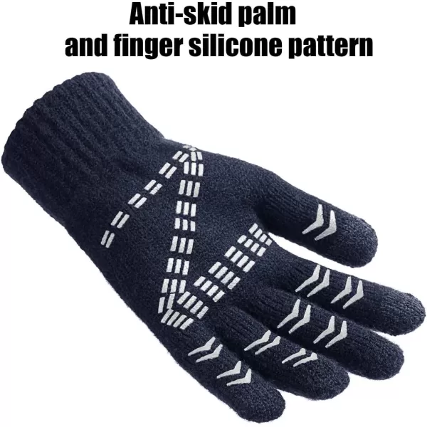 OZERO Winter Gloves Touchscreen Antislip Knit Thermal Glove Warm for Men and WomenNavy Blue