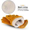 imageOZERO 5Pair Leather Work Gloves Cowhide Garden Glove for Wood CuttingYard GoldLargeGold With Mesh Linning 1 Pair