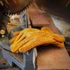imageOZERO 5Pair Leather Work Gloves Cowhide Garden Glove for Wood CuttingYard GoldLargeGold With Mesh Linning 1 Pair