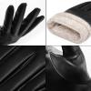 imageOZERO Leather Winter Gloves Men Cashmere Lining PU Leather Touchscreen Warm Thermal Insulation Mens Gloves Winter for Cold Weather Daily Use Walking Driving Outdoor ActivitiesBlackLarge