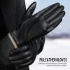 imageOZERO Leather Winter Gloves Men Cashmere Lining PU Leather Touchscreen Warm Thermal Insulation Mens Gloves Winter for Cold Weather Daily Use Walking Driving Outdoor ActivitiesBlackLarge
