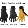 imageOZERO Men ampamp Women Winter Gloves 30F Deerskin Leather Waterresistant Windproof Cold Weather Glove for Driving HikingGrayblack